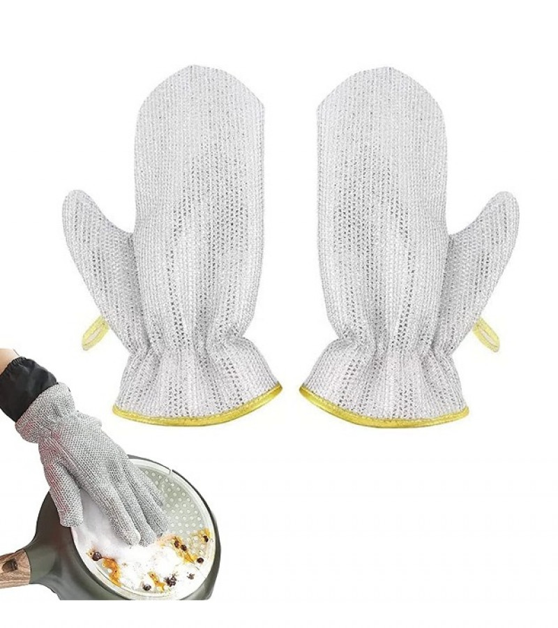 1 Pair Wire Dishwashing Gloves Kitchen Cleaning