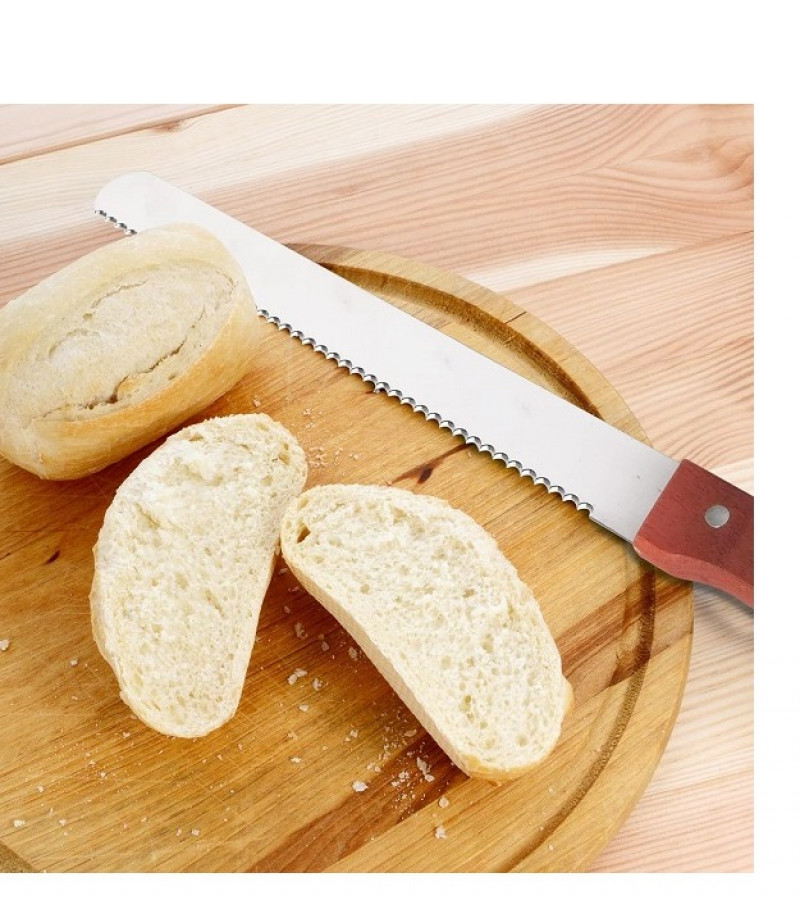 10 Inch Stainless steel Bread Knife wooden knife handle