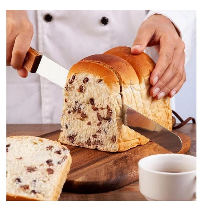 10 Inch Stainless steel Bread Knife wooden knife handle