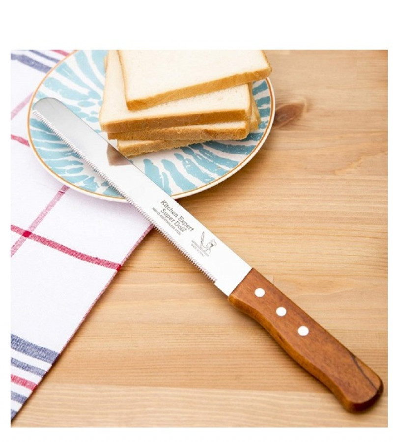 10 Inch Stainless steel Bread Knife wooden knife handle