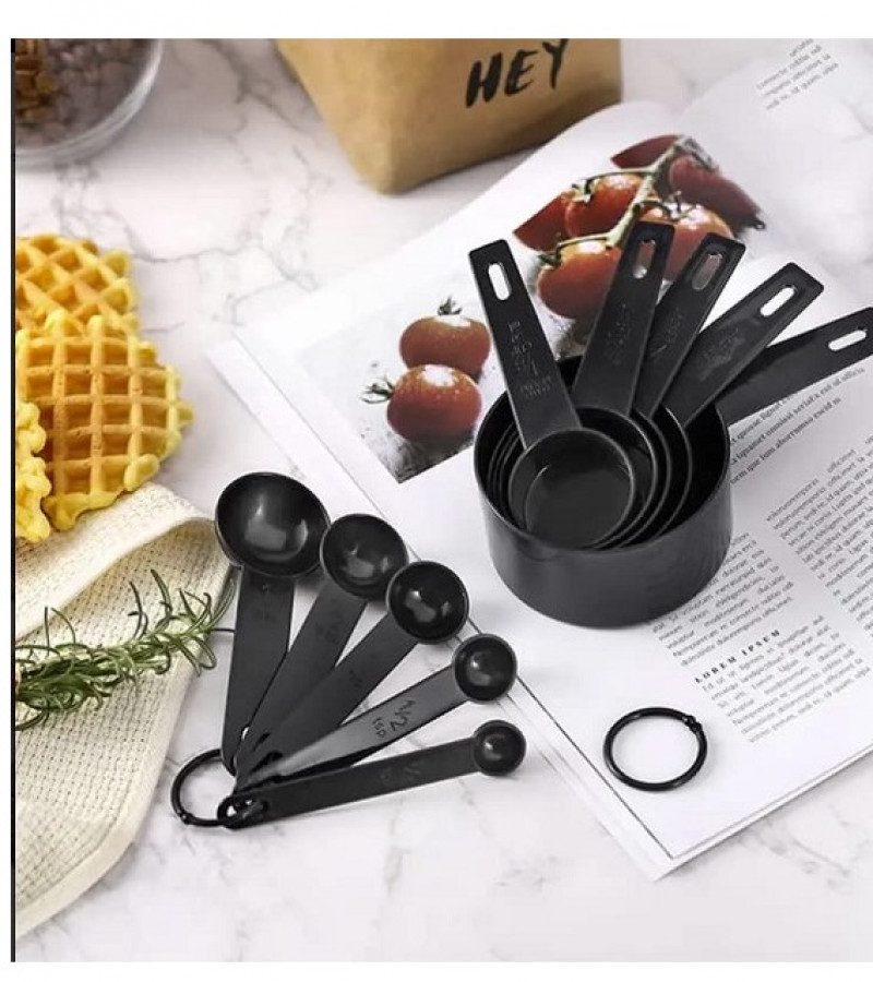 10pcs Plastic Measuring Cup and Spoon Set Black