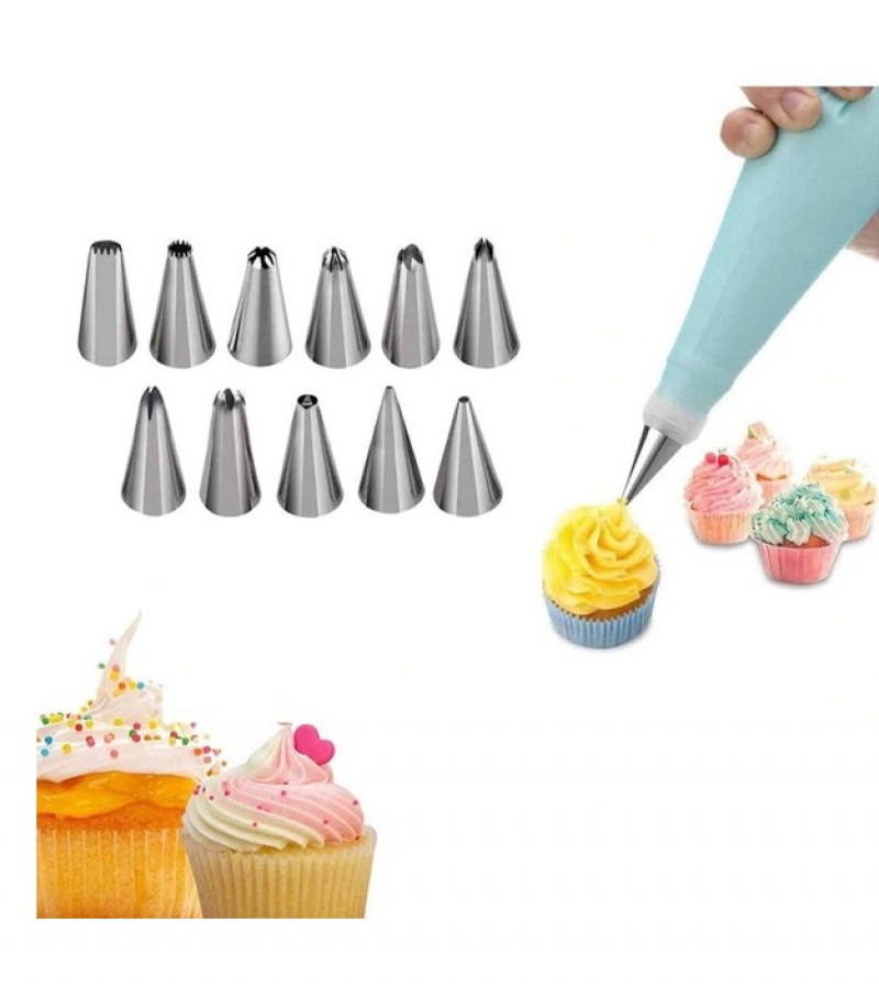 12 pcs Cake Decorating Nozzle with Piping Bag