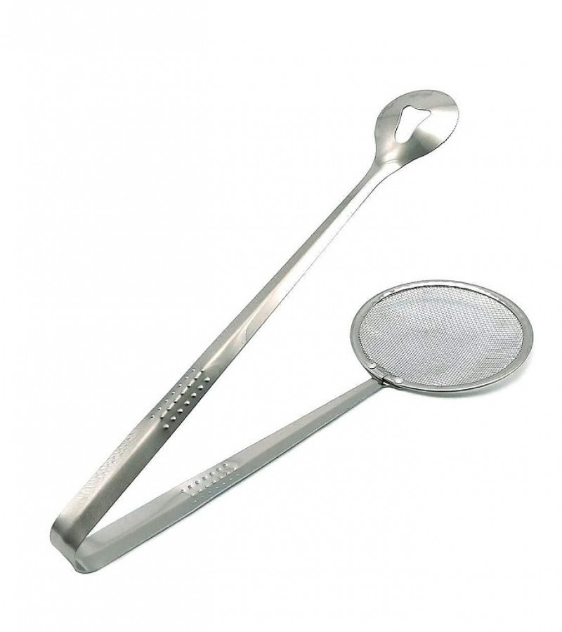 2 in 1 Fry Tool Filter Spoon Snack Strainer with Clip Oil Frying