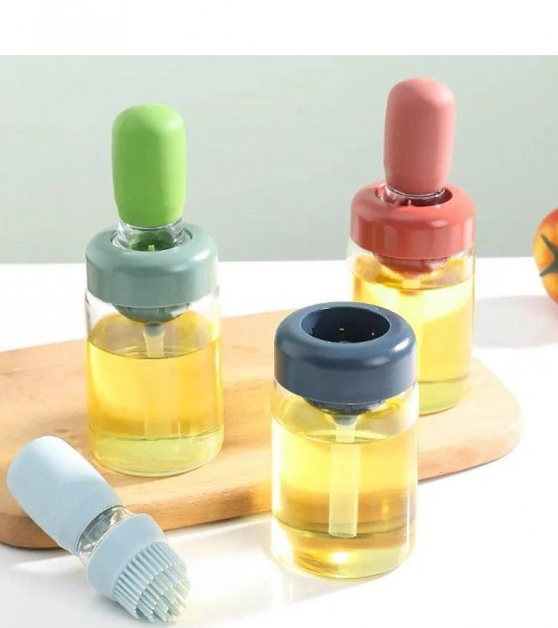 2 In 1 Glass Oil Bottle with Silicone Brush