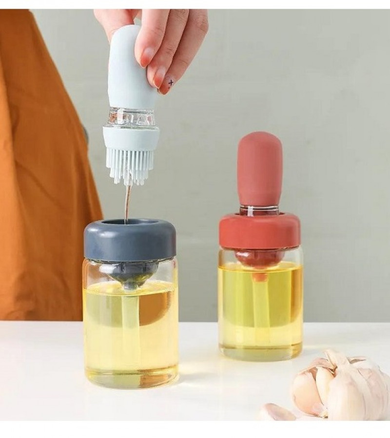 2 In 1 Glass Oil Bottle with Silicone Brush
