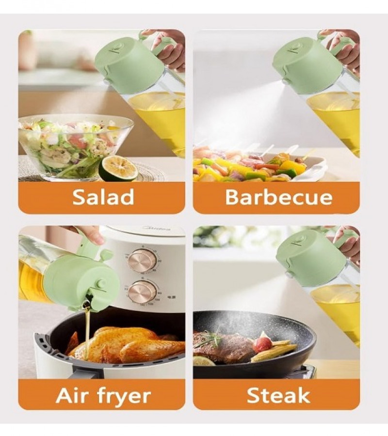 2 in 1 Oil Dispenser Olive Glass Oil Bottle with Nozzle Oil Sprayer