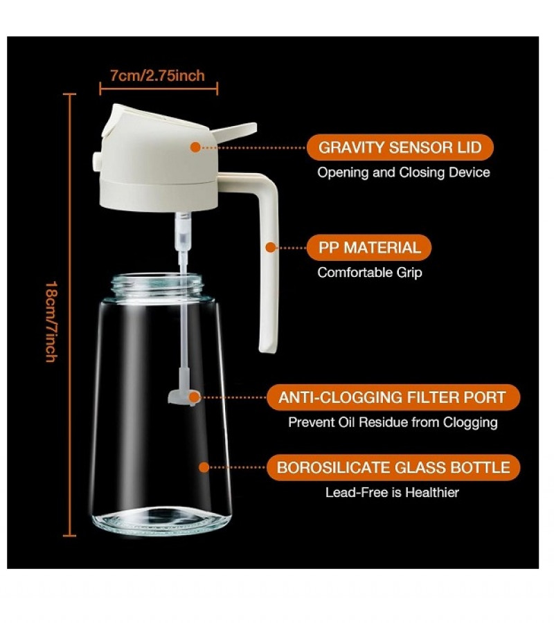 2 in 1 Oil Dispenser Olive Glass Oil Bottle with Nozzle Oil Sprayer