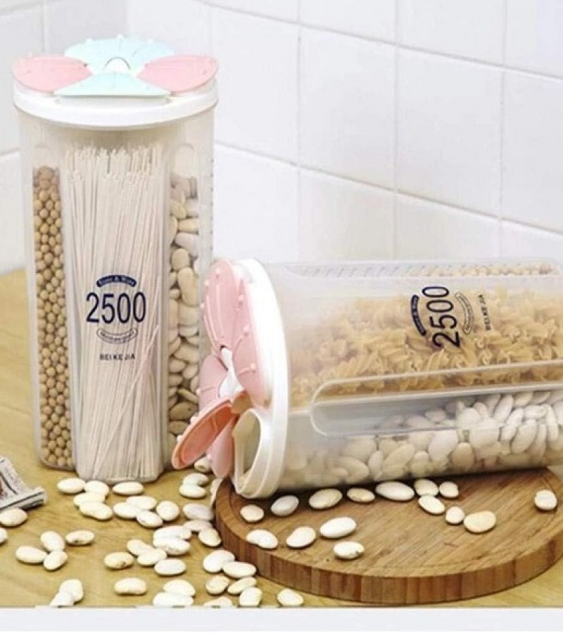 2500 ml 4 Grid Cereal & Dry Food Storage Containers Airtight Lid Suitable