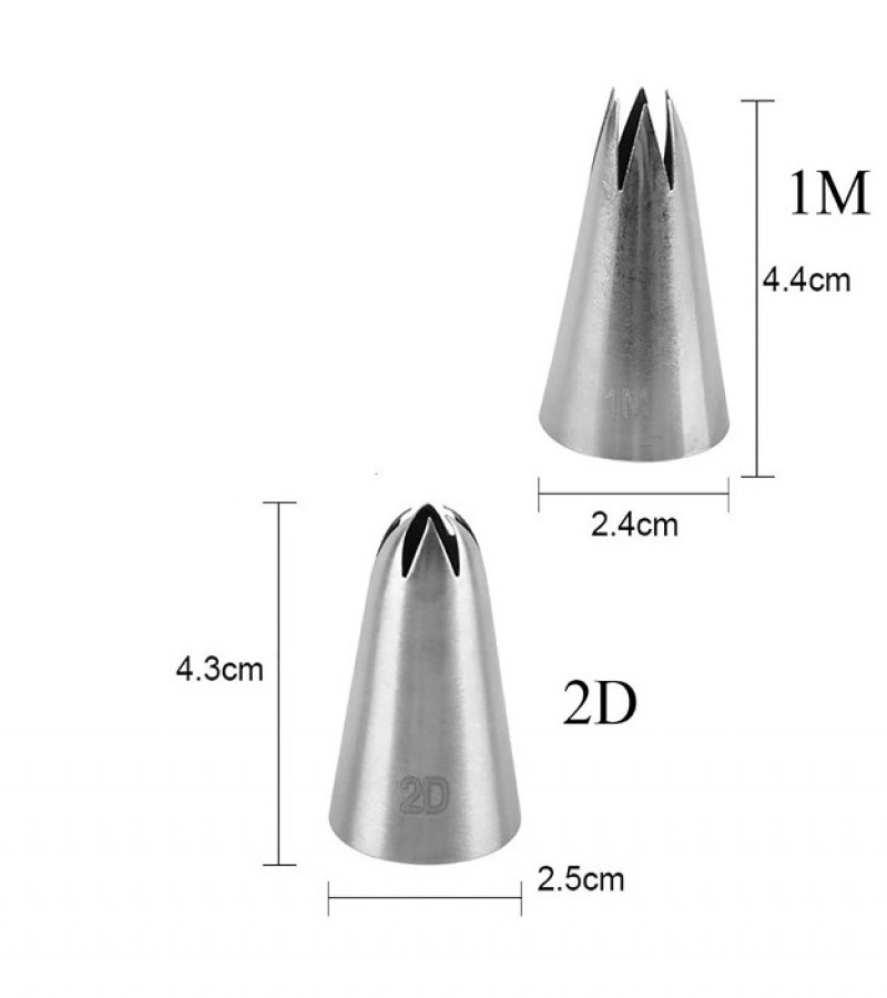 2D & 1M Large Size Rose Flower Cake Decorating Icing Stainless Steel Nozzle