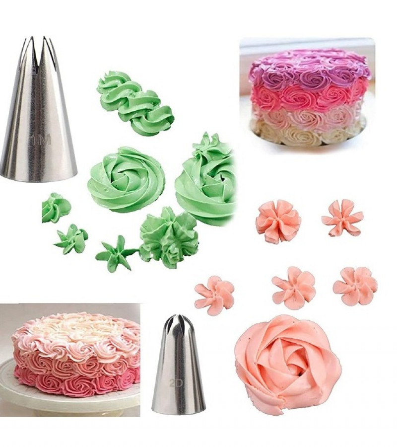2D & 1M Large Size Rose Flower Cake Decorating Icing Stainless Steel Nozzle