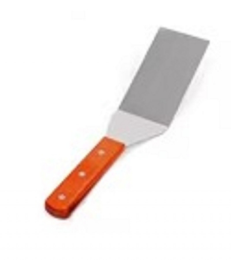 2pcs Set Cooking Spatula with Wooden Handle Grill Turner Stainless Steel Metal Scraper
