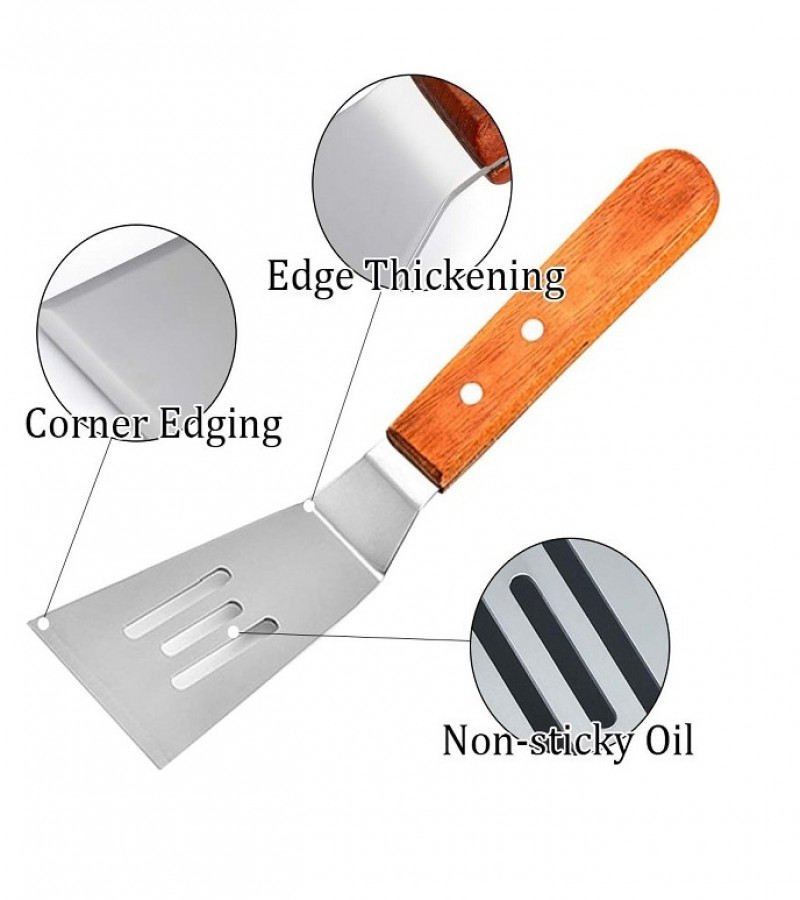 2pcs Set Slotted Fish Spatula Griddle Scraper and Pancake Flipper or Hamburger Turner