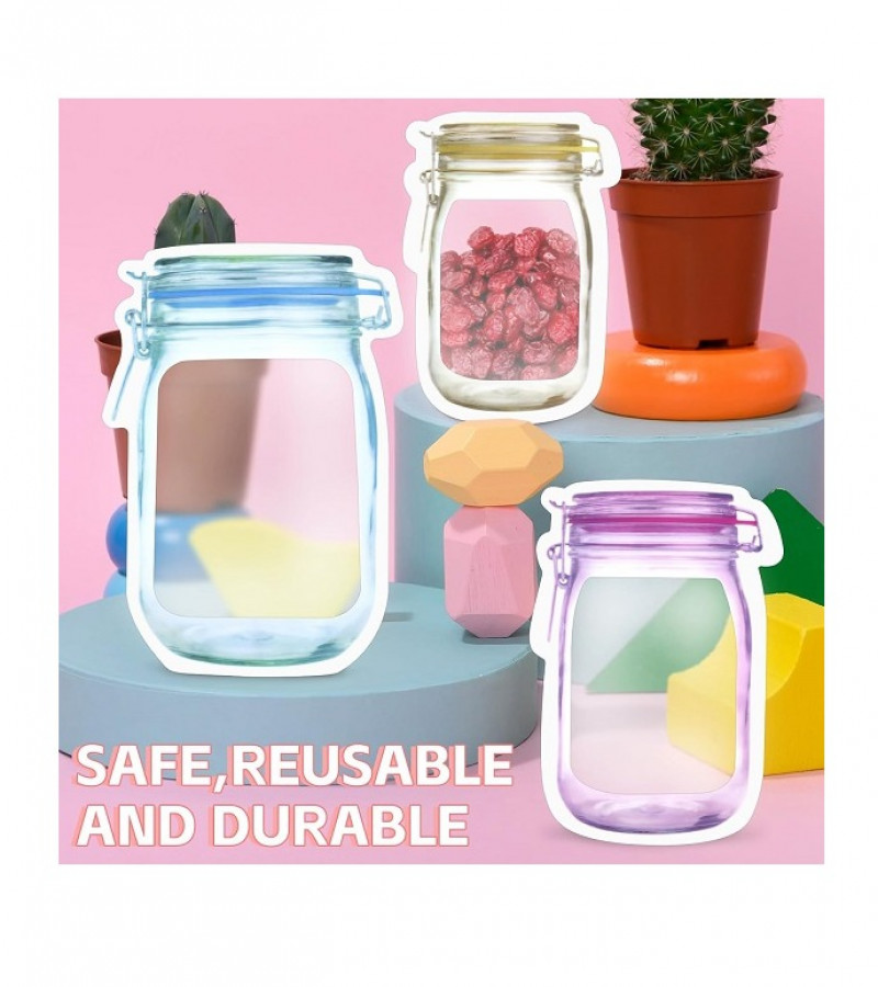 3pcs Clear Plastic Waterproof Double Bag Reusable Mason Jar Bottle Bag