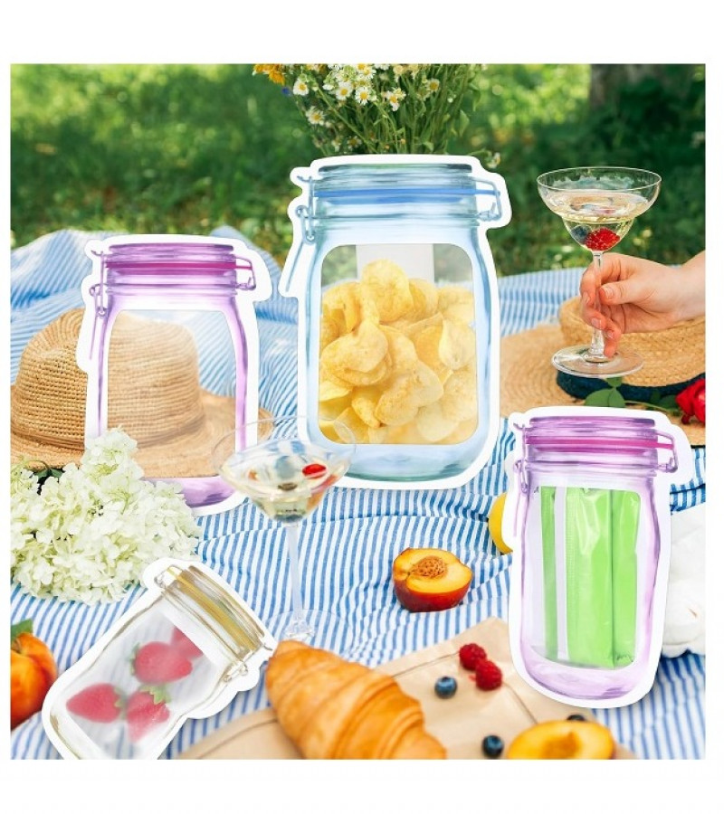 3pcs Clear Plastic Waterproof Double Bag Reusable Mason Jar Bottle Bag