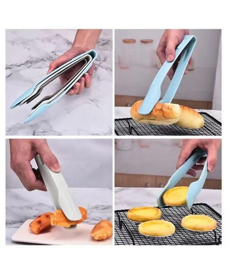 3pcs Cooking Tongs Plastic Salad Bowl Tongs