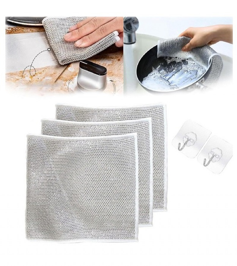3pcs Non-Scratch Scrubbing Wire Dishwashing Cloth