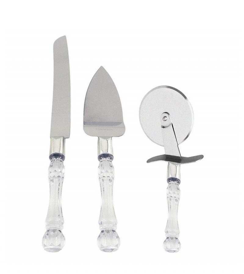 3pcs Stainless Steel Cake Knife Server Set and Pizza Cutter
