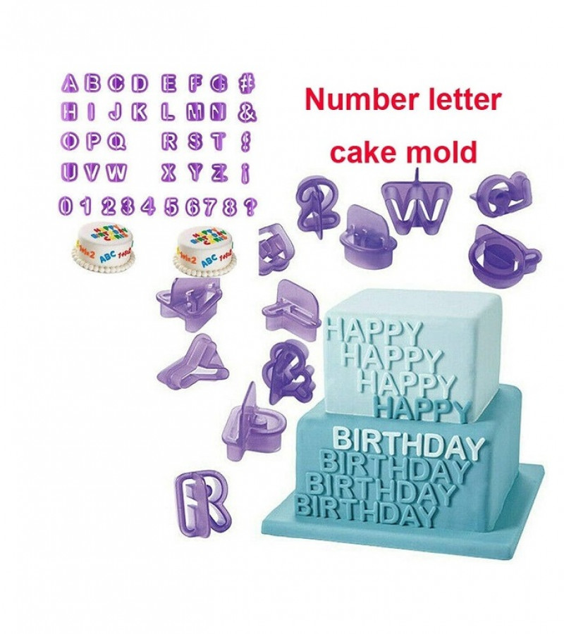 40Pcs Set Alphabet Letter Number Fondant Biscuit Cookie Baking Mould