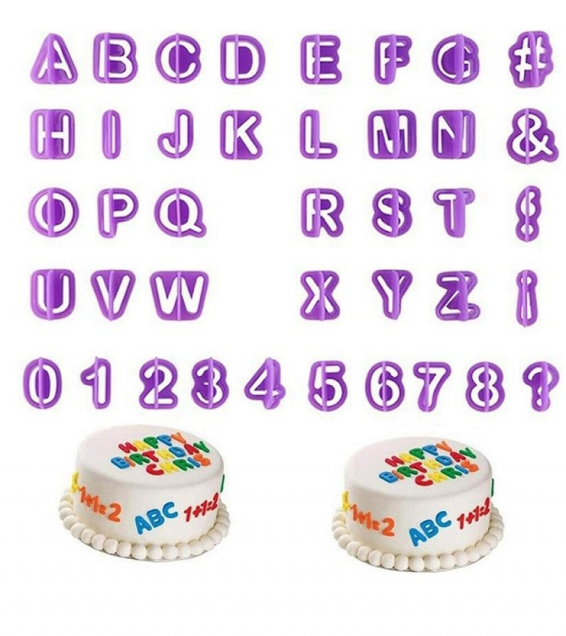 40Pcs Set Alphabet Letter Number Fondant Biscuit Cookie Baking Mould