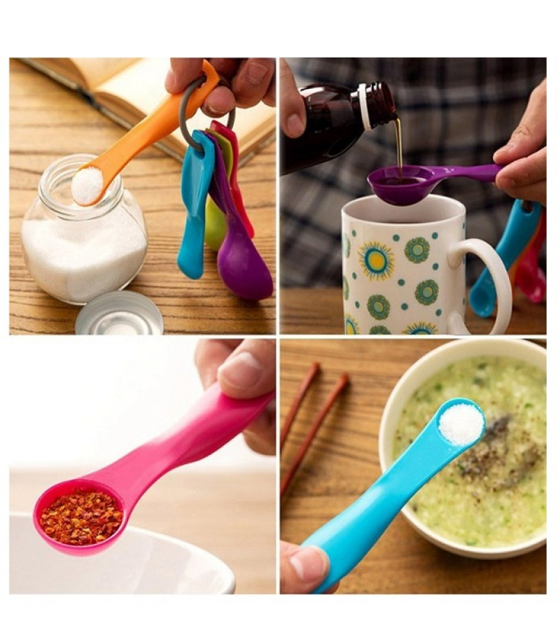 5 in 1 Colorful Plastic Tea Flour Coffee Measuring Spoons