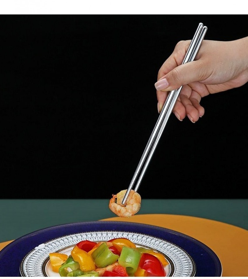 5 Pairs Reusable Chopsticks Stainless Steel Metal