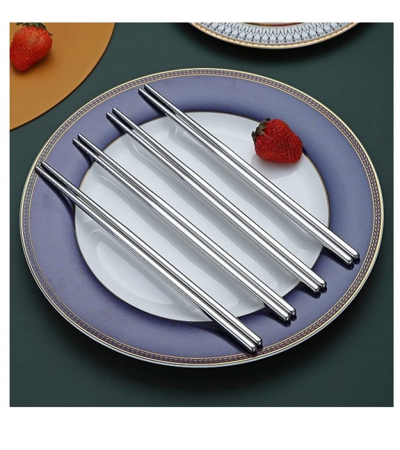 5 Pairs Reusable Chopsticks Stainless Steel Metal