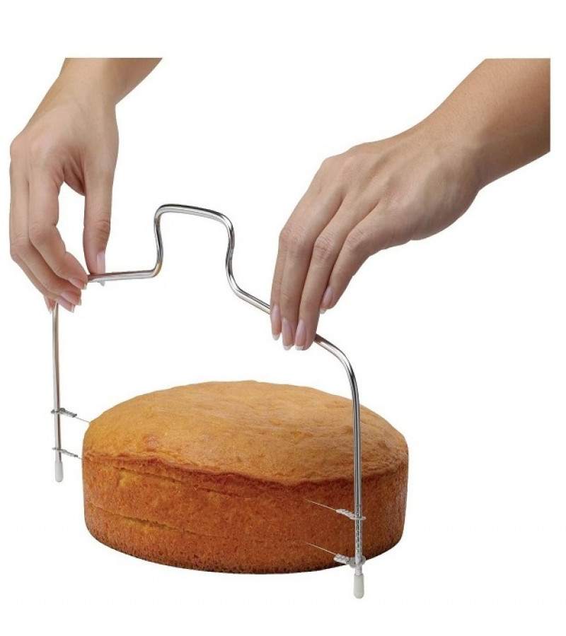 Adjustable 2 Wire Layer Cake Cutter and Leveler Stainless Steel