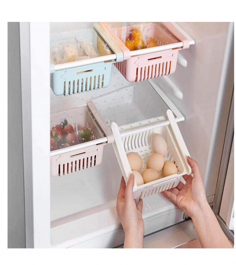 Adjustable Fridge Storage Basket Expandable Fridge Space Saver