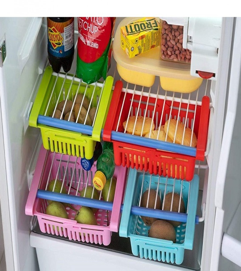 Adjustable Fridge Storage Basket Expandable Fridge Space Saver