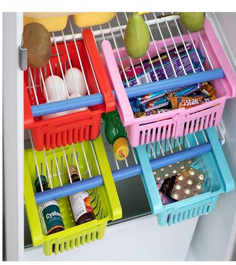 Adjustable Fridge Storage Basket Expandable Fridge Space Saver