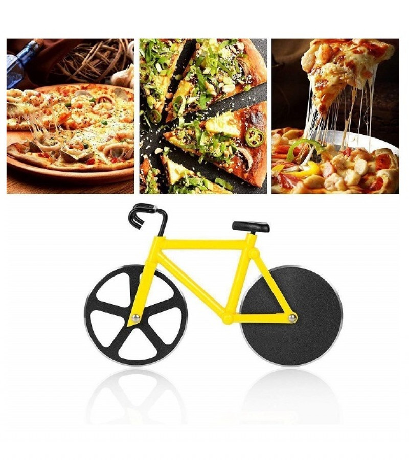 Bicycle Pizza Cutter Non-stick Dual Stainless Steel Cutting Wheels