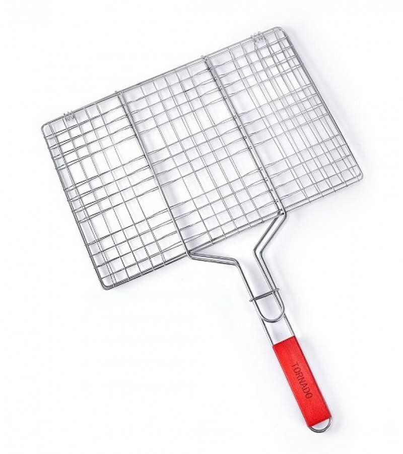 Large Steel Portable Barbecue BBQ Grill Net Basket Roast Grilling Tray