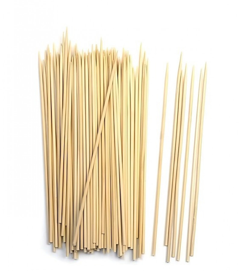 Natural Bamboo 6-Inch Pack of 100 Disposable Skewers for BBQ