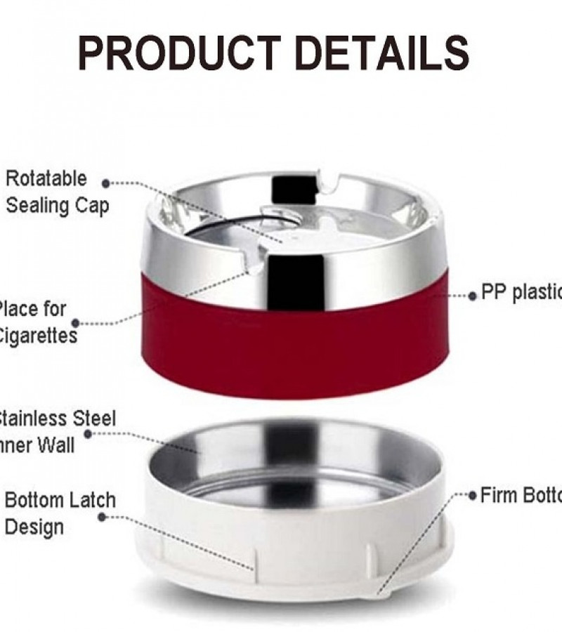 Portable Ash Tray With Rotatable Cover Lid
