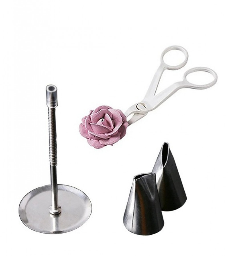 Scissor Flower Nail With 2 Icing Nozzles Steel