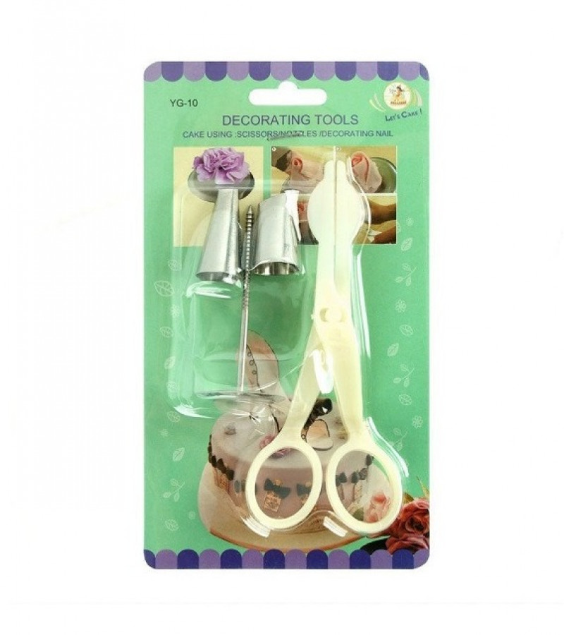 Scissor Flower Nail With 2 Icing Nozzles Steel