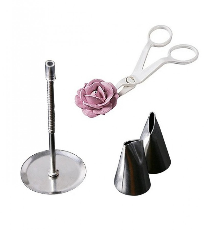 Scissor Flower Nail With 2 Icing Nozzles Steel