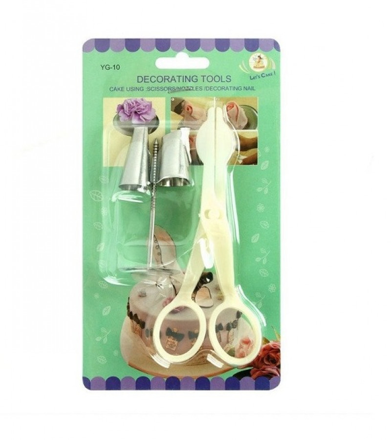 Scissor Flower Nail With 2 Icing Nozzles Steel