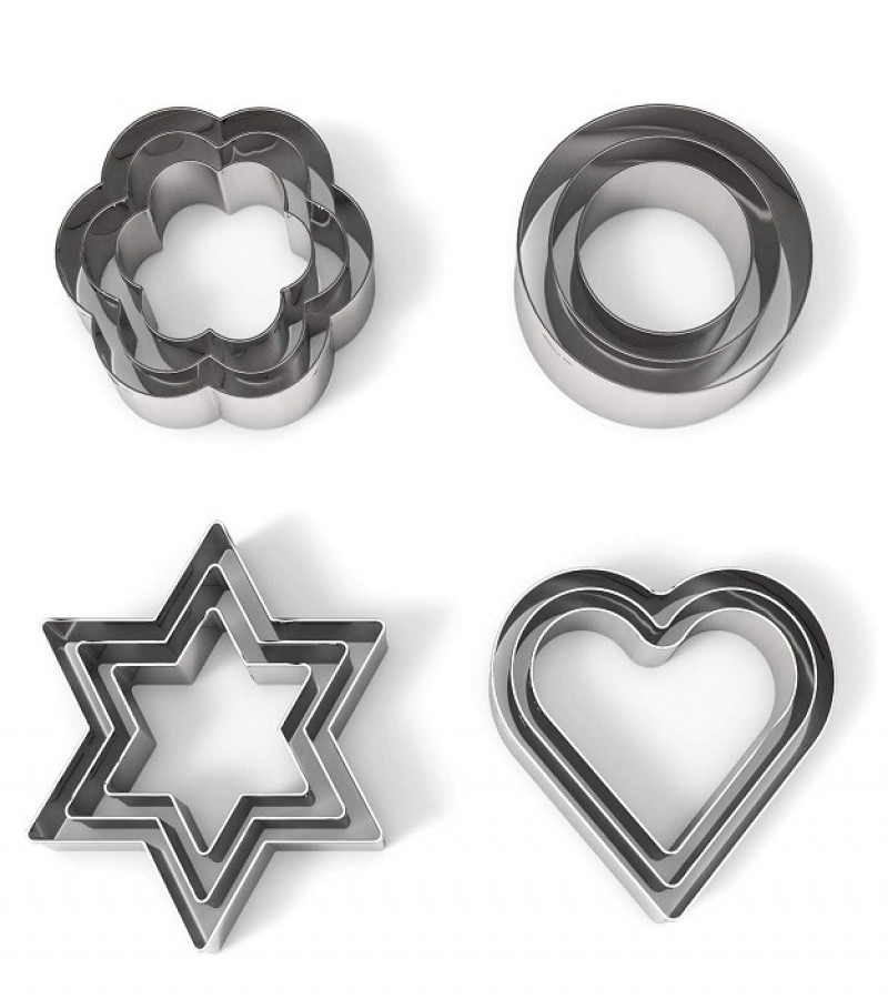 Set of 12 Cookie Cutters for Biscuits Bread Cakes