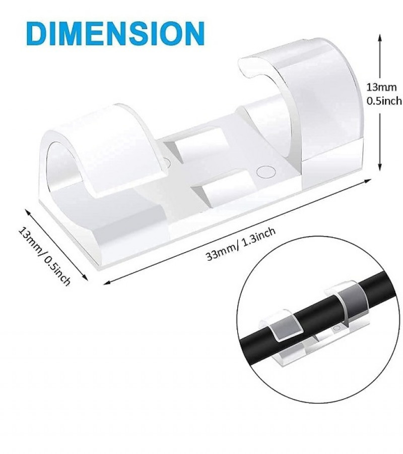Wire Cable Clip Desktop Cord Hook with 3M Foam Pack of 20